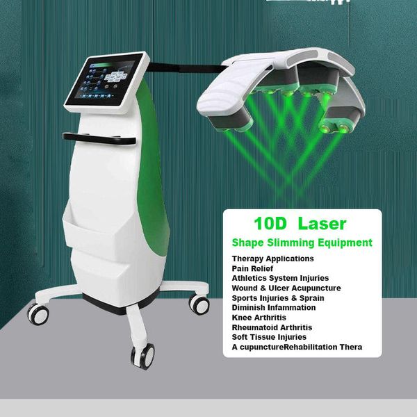 Corps non invasif de décapant de graisse de laser émeraude rotatif 10d amincissant la machine 10 têtes diode 532nm machine laser froide d'élimination de cellulite de laser de lumière verte