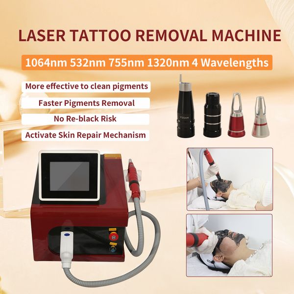 No invasivo Nd Yag Picolaser eliminación de tatuajes cejas lavado de ojos escritorio tratamiento de cicatrices de acné 4 longitud de onda instrumento de belleza para la piel