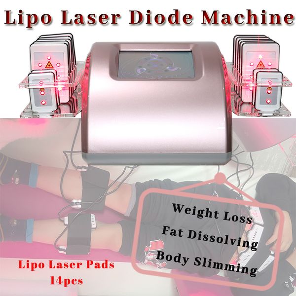 Tratamiento no invasivo Lipo Láser Diodo Máquina de adelgazamiento Lipolaser Abdomen Eliminación de celulitis Brazos Piernas Máquina mágica para remodelar el cuerpo que disuelve grasa