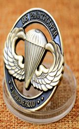 Niet-magnetische Amerikaanse leger metalen ambachtelijke herdenkingsmunt Amerikaanse parachutist 1 oz brons vergulde uitdagingsmunten met capsule voor Collec7814069