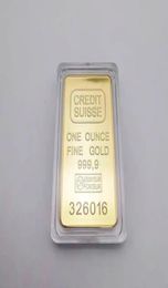 Niet -magnetisch krediet Suisse Ingot 1oz Gold Gold Bullion Bar Zwitsers Souvenir Coin Gift 50 x 28 mm met verschillende seriële laser numbe4495216