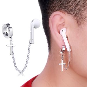 Clips de oreja sin perforación para el cuerpo, cadena de pendientes antipérdida para Airpods, ganchos para la oreja inalámbricos, Conector de soporte para auriculares