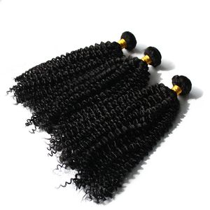 Extensions de cheveux non remy, 95g bundle 3pcs Un lot après la couleur naturelle blanchie 1B # Cheveux Kinky bouclés Bundles Longueur 10-28 pouces