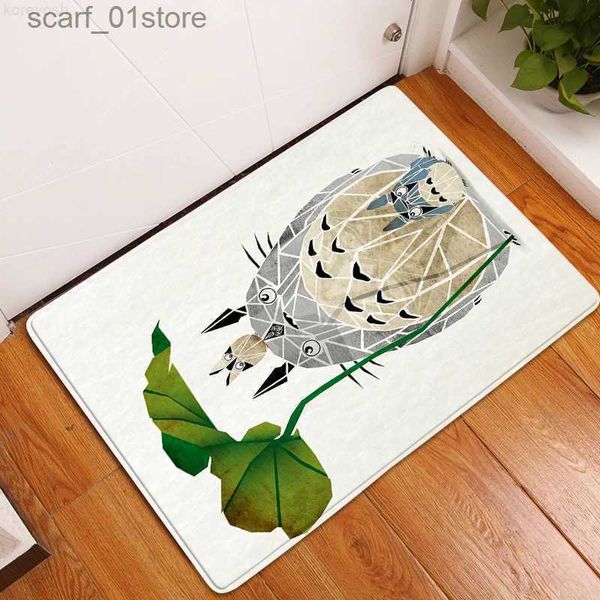 Tapis de bain antidérapants Anime paillasson antidérapant fleur feuille bain chambre tapis bienvenue tapis maison motif décor anime tapis de sol tapis de sol de protectionL231012