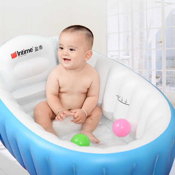 Alfombrillas de baño antideslizantes, bañera inflable para bebés, piscina gruesa, bañera plegable para niños con bomba de aire y parche fijo 230703