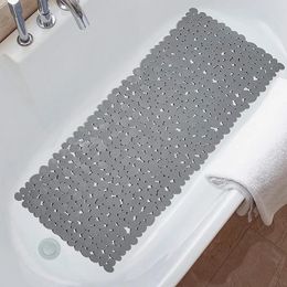 Tapis de baignoire antidérapant en forme de galet, lavable en Machine, avec trous de drainage, ventouses pour salle de bain, 240123