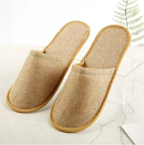 Hôtel en lin jetable en coton non glissé 2024 Invités Hospitality Home Consuable Hotel Slippers Wholesale 481 945