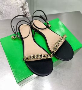 Sandales en cuir antidérapantes mode femmes chaîne de soie massage ongles talons hauts 9cm piste robe de mariée été chaussures de plage 35-43