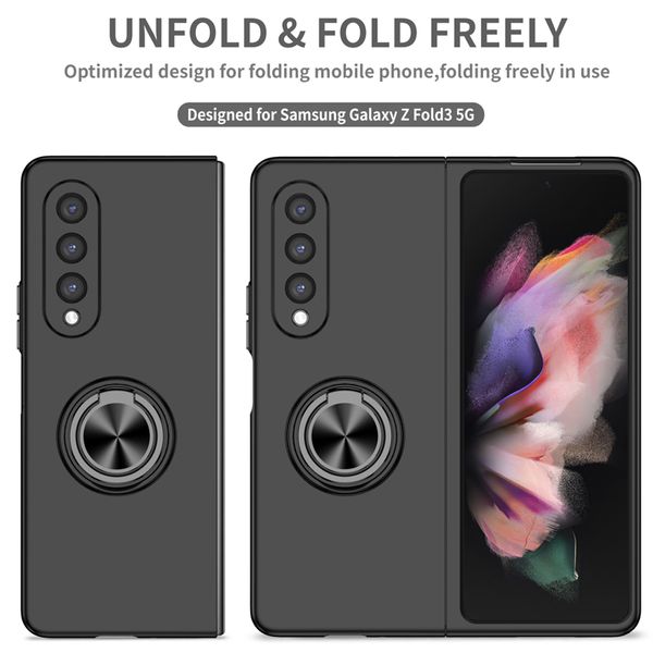 Funda antideslizante con soporte y anillo para Samsung Galaxy Z Fold 3 5G Fold 2, cubierta antigolpes para teléfono móvil