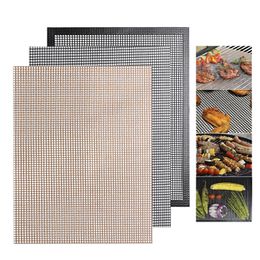 Tapis de gril à barbecue antiadhésif Réutilisables Réutilisation de la chaleur Gilling Net Grid Mat BBQ Mesh pour activités de plein air outils BBQ