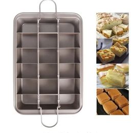 Bandeja para Brownie antiadherente con divisores, bandeja para hornear de cocina, molde para pasteles, pan cuadrado de 18 cavidades, utensilios para hornear de acero al carbono 240318