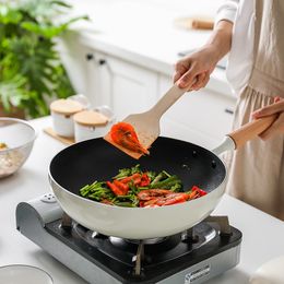 Ensemble de cuisson antiadhésive Cuisine épaissie Pot de soupe à fond plat Pan à lait à poignée en bois Pot-cuire à cuiseurs Ustensiles