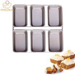 Non-stick Linked Mini Loaf Pan / Lade Carbon Steel Mini Brood Broodjes 6 Holte Kleine Banaan Brood Loafs Laden Bakken Square 721 210225