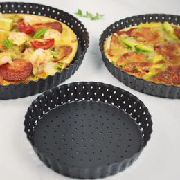 Non-stick Pan met Gaten Mallen Pie Pizza Cake Ronde Mold Verwijderbare Losse Bodem Gecanneleerd Zware Pie Pan bakvormen