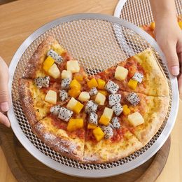 Non stick Pizza Screen Pan Baking Tray Metal Net New Seamless Aluminum Metal Net Bakeware Kitchen Tools Pizza LX5150