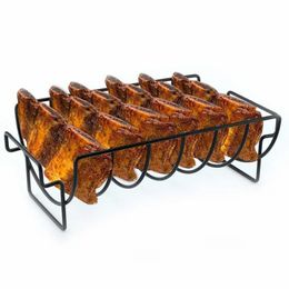 Non-stick Rib Plank Bbq 2021 Stand Barbecue Gebraden Rek Roestvrij Staal Grillen Bbq Kip Rundvlees Ribben Rack grillen Baske