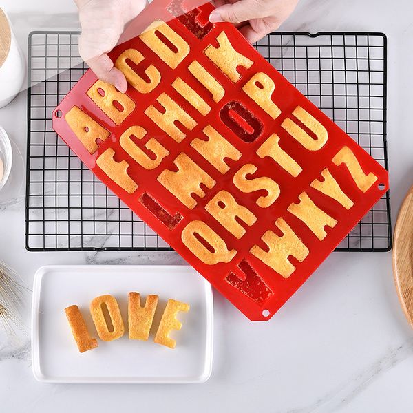 Lettre de moule en silicone non coller forme de gâteau au chocolat Moule de glace à glace glace glace fondant sucre outil de gâteau de gâteau outils de décoration