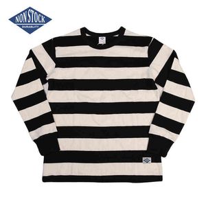 NON STOCK Prison rayé manches longues t-shirts Vintage hommes moto T-Shirt T220808
