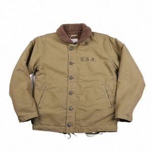 non STOCK USN N-1 Deck Jacket Sherpa Lining Style militaire Hommes Manteau chaud 3 couleurs E7Wj #