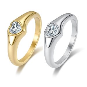 Bague en forme de cœur en acier titane et cristal, ne ternit pas, plaqué or 18 carats, en acier inoxydable, anneaux de mariage en forme d'amour pour femmes