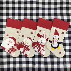 Bas de Noël non tissés Creative Santa Bonhomme de neige Elk Chaussettes de Noël Sac cadeau Sacs de bonbons Décoration de Noël Pendentif BH4204 TYJ