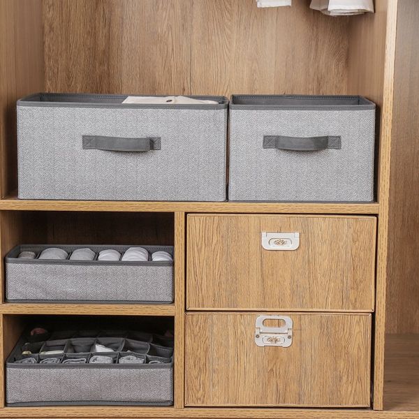 Boîtes de rangement de type tiroir en tissu non tissé boîte de tri carrée non couverte pour vêtements et articles divers FHL85-ZWL494