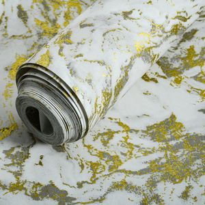 Niet geweven goud grijs grijs marmeren marmeren papier home decor behang glanzend marmeren ontwerp