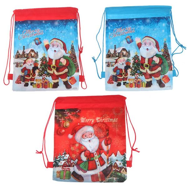 Sacs cadeaux de vacances non tissés, porte-sacs à dos réutilisables pour cadeaux de Noël, fourre-tout pour enfants, sac de cadeaux de fête de noël, emballage de bas bleu rouge