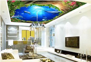 Niet-geweven home decor KTV bar plafond 3d muurstickers muurpapier muurschildering schilderij behang groene boom wijnstok oceaan