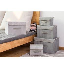 Non-tissé Boîte De Rangement Pliable Stockage Vêtements Organisateur Antipoussière Jouet Débris Boîte De Rangement Ménage Tissu Art 1223886