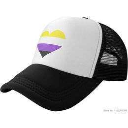 Bandera del orgullo no binario, sombrero de corazón de amor, gorra de béisbol LGBT transgénero, gorra vaquera del orgullo Gay del arco iris