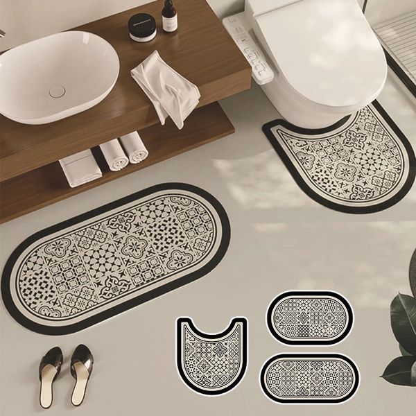 Alfombra de baño antideslizante, juego de baño de goma, bañera superabsorbente, alfombra lateral para suelo, felpudo de entrada para baño, decoración del hogar 240105