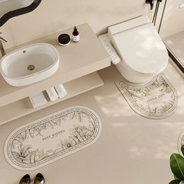 Tapis de salle de bain antidérapant, en forme de U, absorbe l'eau, toilettes, paillasson d'entrée, tapis de sol de maison, 240226