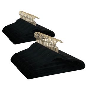 Cintres antidérapants en velours, paquet de 100, cintre noir 240201
