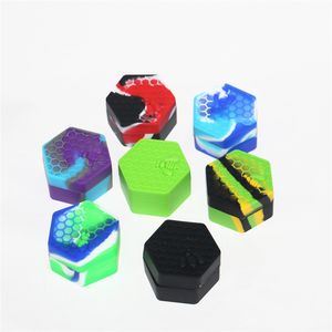 Anti -aanbak honingbee wax containers dozen 26 ml hexagon honing bijen siliconen container voedselgrade potten dab gereedschap opslag potje olie houder kwarts banger nagels