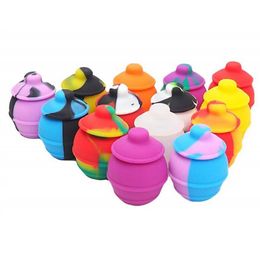 Anti -aanbak honingbee wax rookcontainers 35 ml pot siliconen container voedselkwaliteit potten dab gereedschap rubber opslag potje olie houder verdamping vape