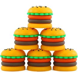 Pot antiadhésif en silicone en forme de hamburger, récipient de cire, conteneurs en silicone de 9ml, pots de qualité alimentaire, outil dab, stockage de crème liquide