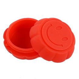 Boîte en silicone antiadhésive en forme de citrouille 6 ml contenant en silicone smiley visage bocaux de qualité alimentaire dab outil pot de stockage porte-huile vape