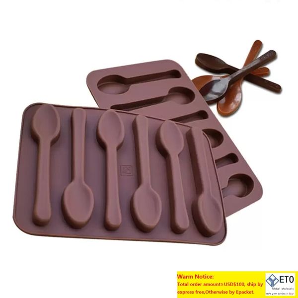 Silicone antiadhésif bricolage gâteau décoration moule 6 trous cuillère forme chocolat moules gelée glace cuisson moule 3D bonbons moules outils DBC
