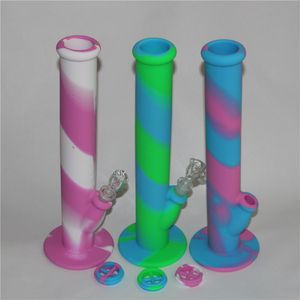 Pipe à eau en silicone antiadhésive avec tige en verre et bol en silicone bong plate-forme pétrolière bongs en verre