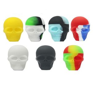 Conteneur de cire antiadhésif Bocaux en silicone 3 Ml Skull Screw Top Dry Herb Box Vaporizer Pour Concentrate Oil Containers300j