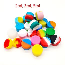 Récipients de cire antiadhésifs boîte en silicone 5ml récipient en silicone pots de qualité alimentaire dab outil de stockage pot support d'huile pour vaporisateur vape FY2414-16