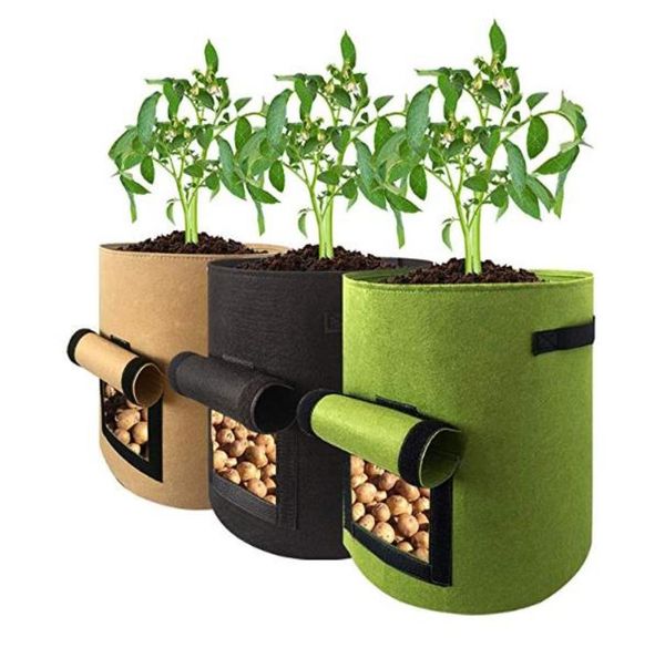 Sac de culture de pommes de terre pour plantes non tissées Légumes hautement respirants réutilisables Pots de culture Sac de plantation en feutre Jardinière de fleurs 5 710 gallons la8999499