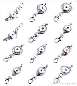 Bouton pression bijoux métal hibou coeur Snap porte-clés cristal 18 MM boutons pression porte-clés porte-clés pour femmes