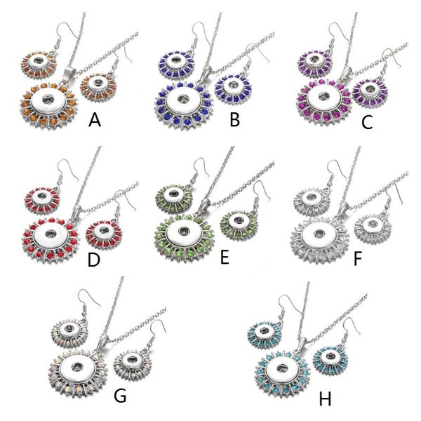Noosa Crystal Snap Button Set de bijoux Mini 18mm Snap Button Collier 12mm Snap Earrings pour les femmes Bohemia Cadeau