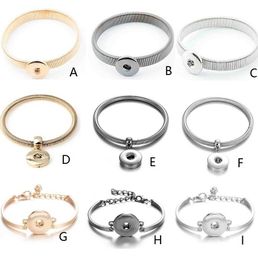 Noosa gember snap knop armband elastisch verstelbare armbanden diy 18 mm snap sieraden goud zwart zilver metaal