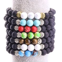 8 MM Noir Lave Pierre Perles brin Bracelet Volcano Rock DIY Huile Essentielle Diffuseur Bracelets pour Femmes Hommes Bijoux