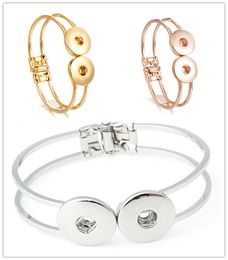 Bracelets à boutons pression pour femmes couleur argent or 18mm boutons pressions bracelet à breloques bracelet jonc