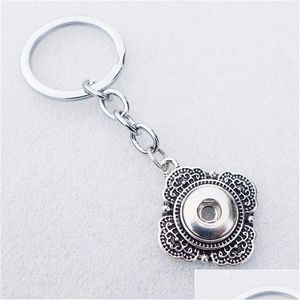 Noosa bouton pression porte-clés Vintage argent métal carré porte-clés 18Mm boutons chaînes bijoux hommes livraison directe Dh0Bc