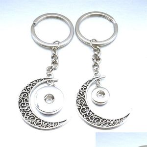 Noosa Drukknoop Sleutelhangers Vintage Sier Moon Sleutelhangers Diy 12Mm 18Mm Snaps Knoppen Sieraden Mannen Drop Levering Dh1Bw